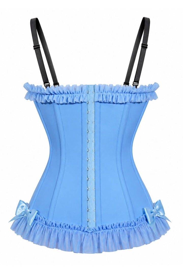 Lavish Light Blue Lace-Up Bustier Corset with Underwire Cups