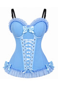 Lavish Light Blue Lace-Up Bustier Corset with Underwire Cups