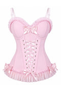 Lavish Light Pink Lace-Up Bustier Corset with Underwire Cups