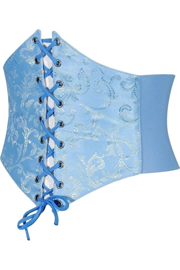 Lavish Lt Blue Brocade Corset Belt Cincher