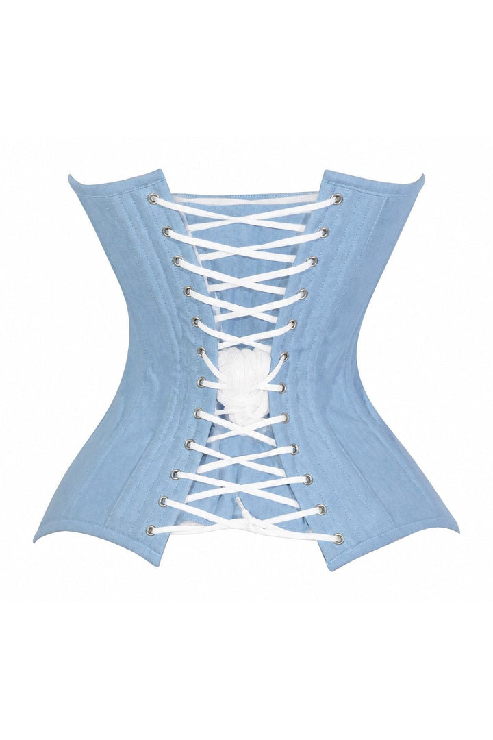 Lavish Lt Denim Underbust Waist Cincher Corset Top