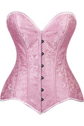 Lavish Lt Pink Brocade Overbust Corset W/Busk Closure