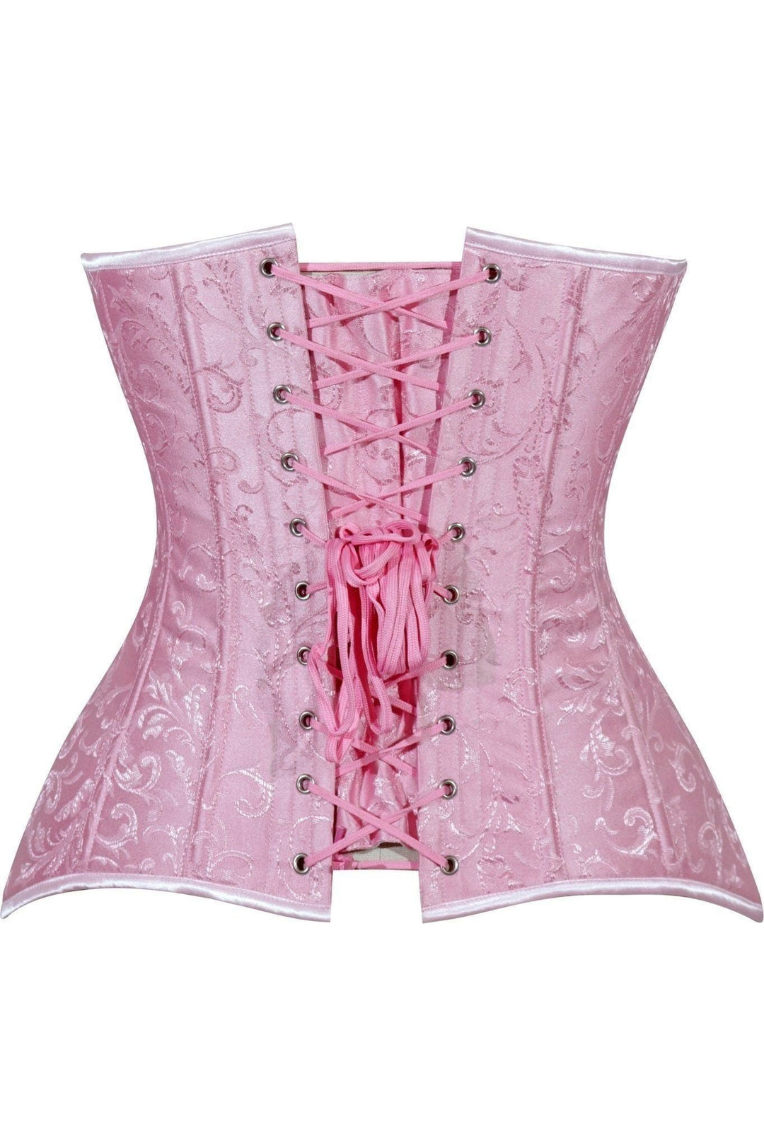 Lavish Lt Pink Brocade Overbust Corset W/Busk Closure