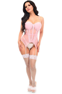 Daisy Corsets Lavish Lt Pink Mesh Underwire Bustier Corset w/Garters in Pink 