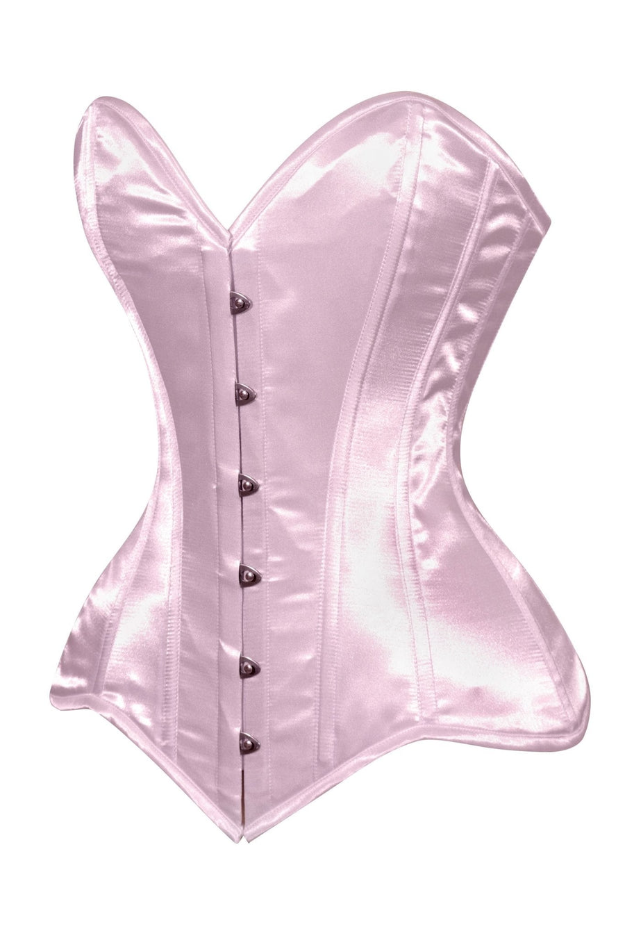 Lavish Lt Pink Satin Overbust Corset Sweetheart Neckline Busk Closure