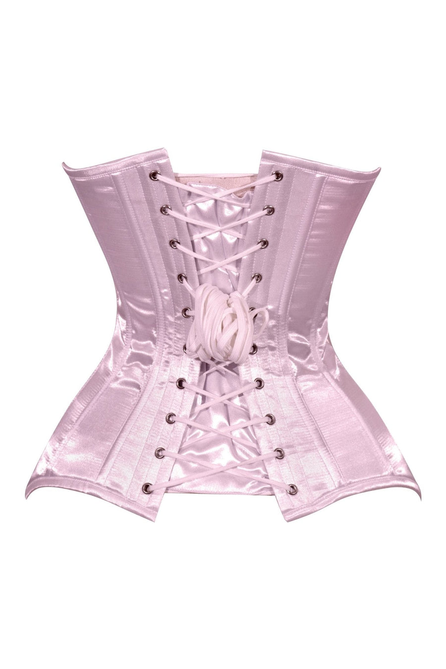 Lavish Lt Pink Satin Overbust Corset Sweetheart Neckline Busk Closure