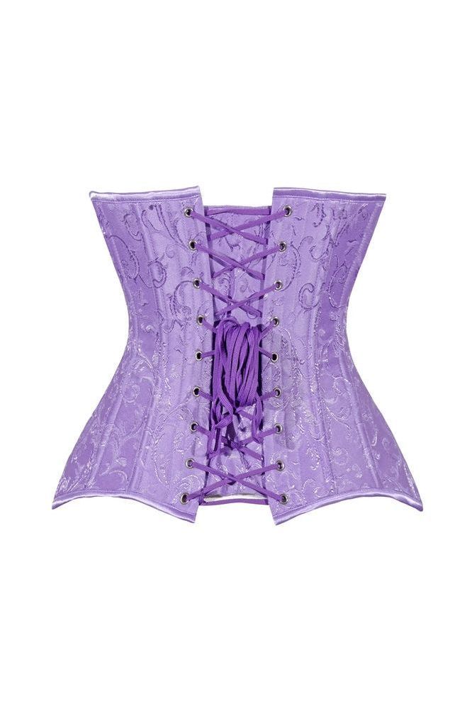 Lavish Lt Purple Brocade Waist Cincher Under Bust Corset w/Front Busk Closure