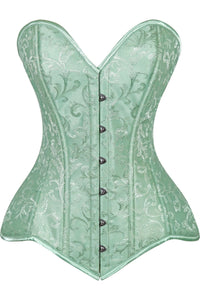 Daisy Corsets Lavish Mint Green Brocade Overbust Corset W/Busk Closure in Green  from SexyShoes.com