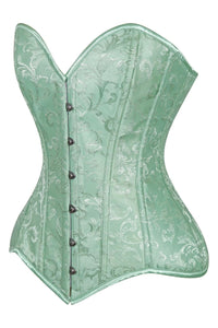 Daisy Corsets Lavish Mint Green Brocade Overbust Corset W/Busk Closure in Green 