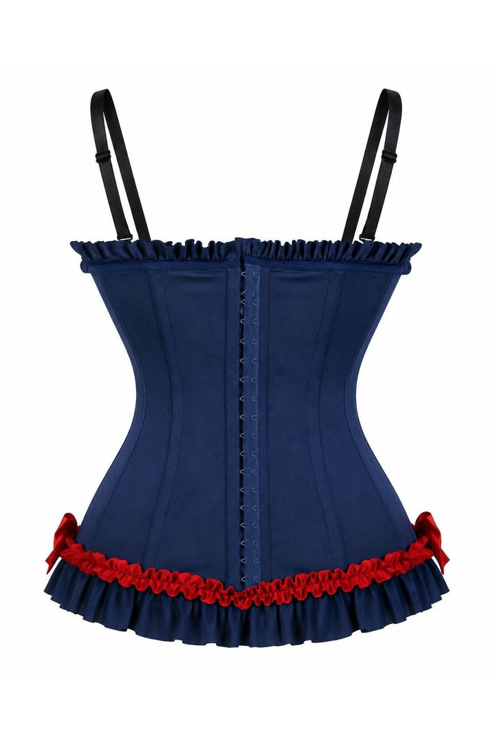 Lavish Navy/Red/White Stretch Lycra Bustier Corset with Underwire Cups