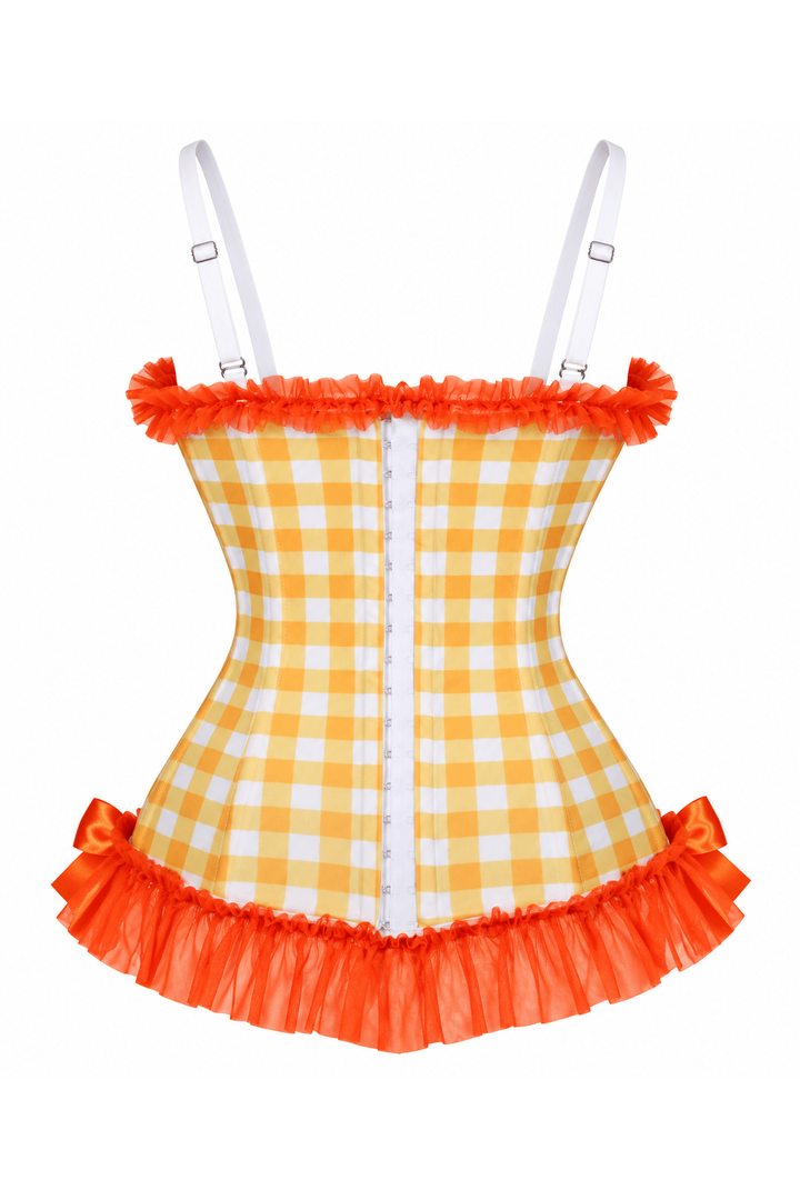 Lavish Orange Ruffle Sweetheart Bustier Corset