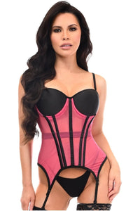 Daisy Corsets Lavish Pink/Black Mesh Underwire Bustier Corset w/Garters in Pink 