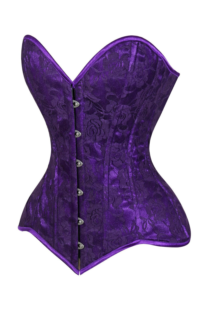 Lavish Purple Lace Overbust Corset Sweetheart Neckline Busk Closure
