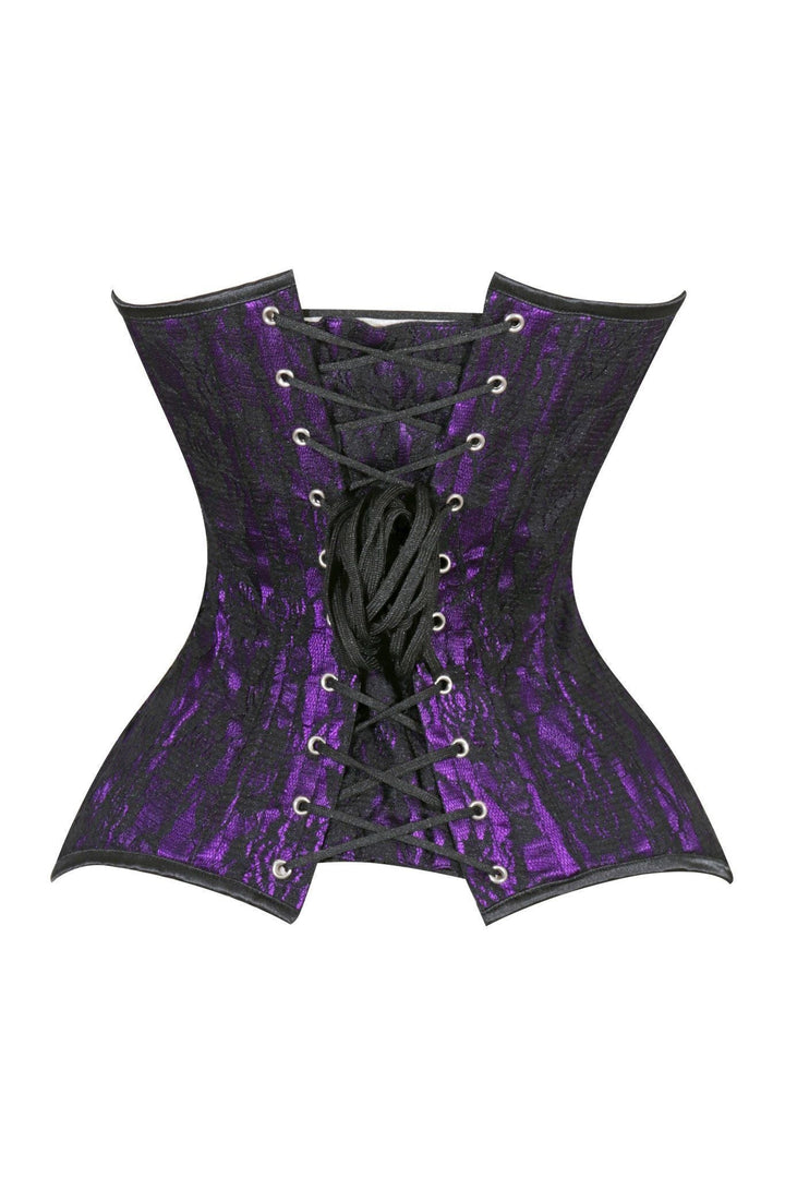 Lavish Purple/Black Lace Overbust Corset Sweetheart Neckline Busk Closure