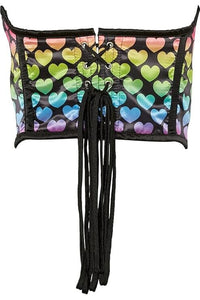 Daisy Corsets Lavish Rainbow Hearts Satin Underwire Waist Cincher Corset in Rainbow 