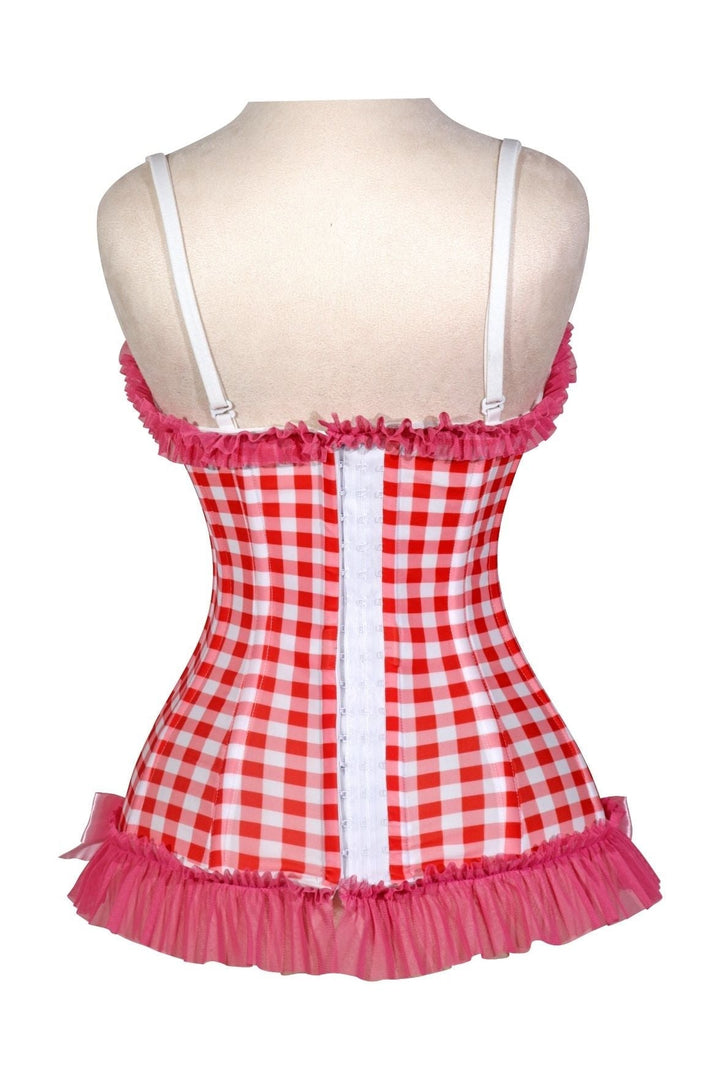 Lavish Red Gingham/Pink/Green/White Bustier Corset with Underwire Cups