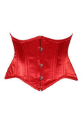 Lavish Red Satin Mini Cincher Underbust Corset Waist Cincher Busk Closure