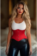 Lavish Red Satin Mini Cincher Underbust Corset Waist Cincher Busk Closure