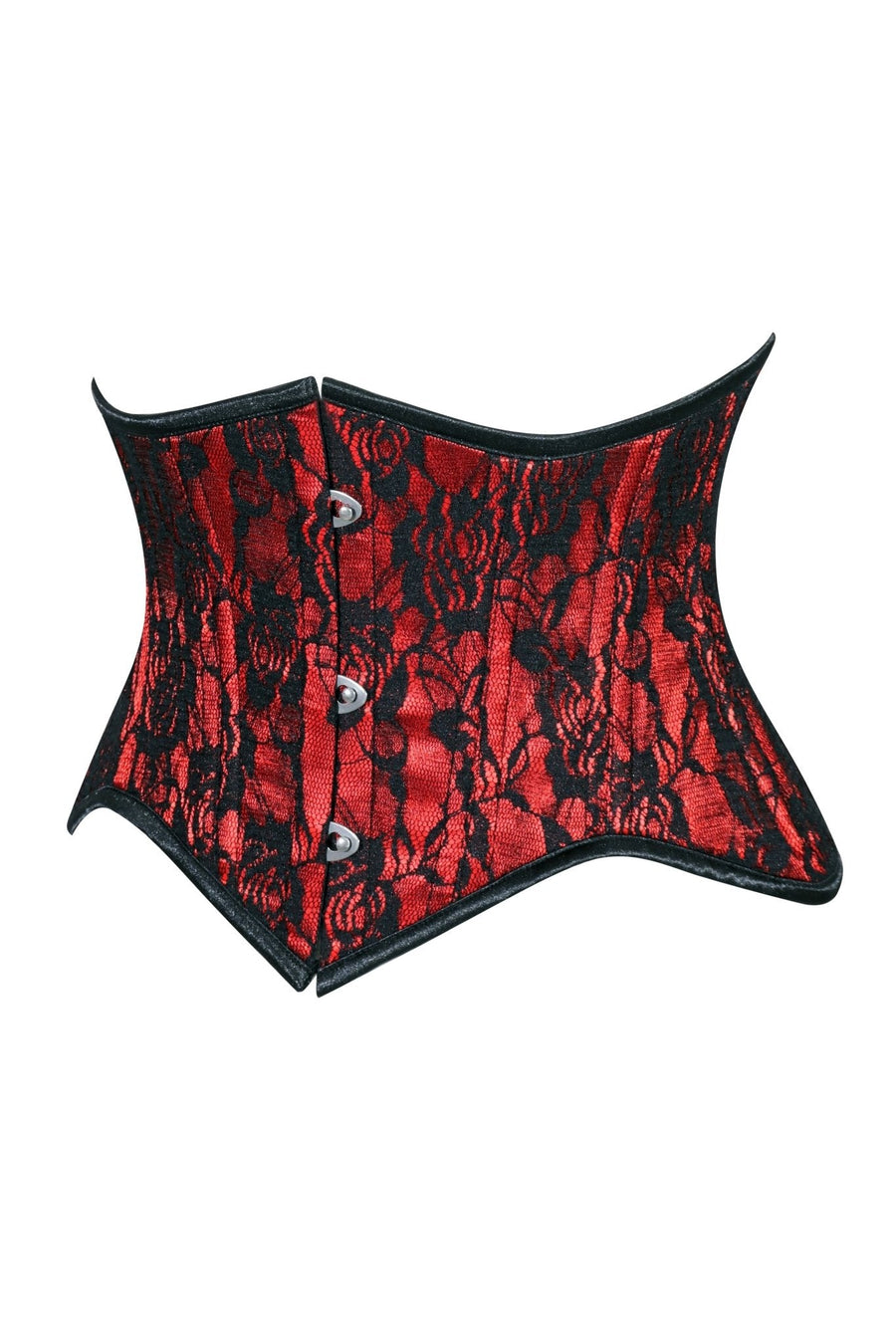 Lavish Red/Black Lace Mini Cincher Underbust Corset Waist Cincher Busk Closure