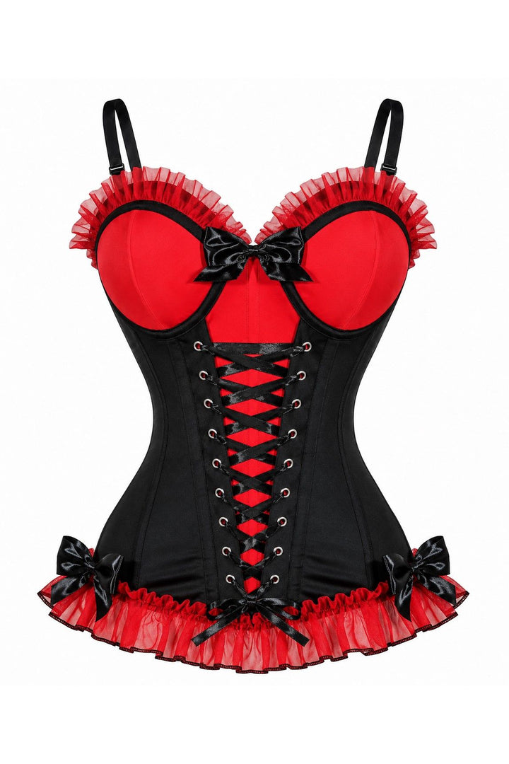 Lavish Red/Black Stretch Lycra Bustier Corset with Underwire Cups