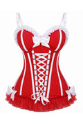 Lavish Red/White Lace-Up Bustier Corset with Underwire Cups