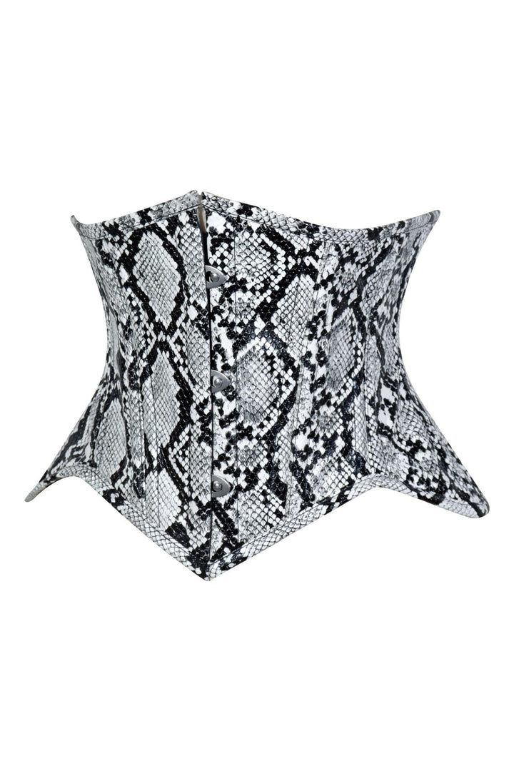Lavish Snake Skin Print Mini Cincher Underbust Corset Waist Cincher Busk Closure
