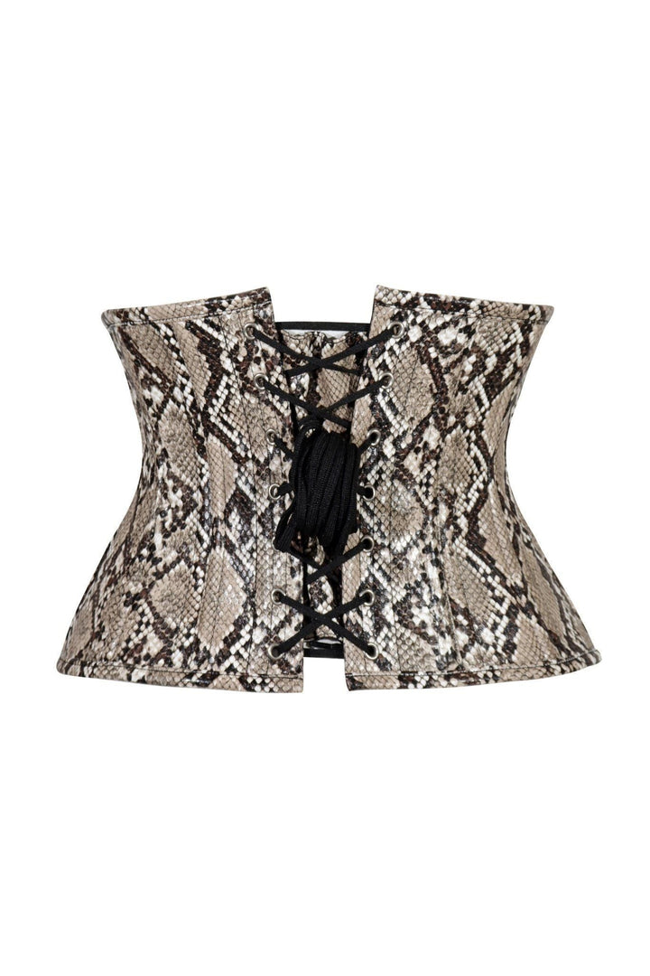 Lavish Snake Skin Print Mini Cincher Underbust Corset Waist Cincher Busk Closure