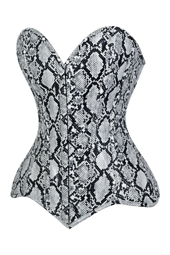 Lavish Snake Skin Print Overbust Corset Sweetheart Neckline Busk Closure
