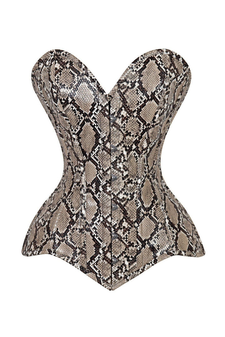 Lavish Snake Skin Print Overbust Corset Sweetheart Neckline Busk Closure