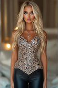Lavish Snake Skin Print Overbust Corset Sweetheart Neckline Busk Closure