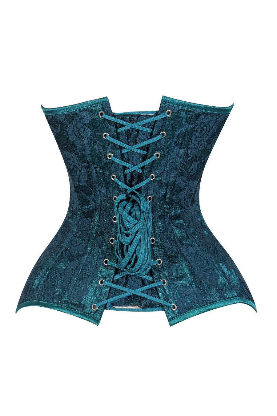Lavish Teal Lace Overbust Corset Sweetheart Neckline Busk Closure