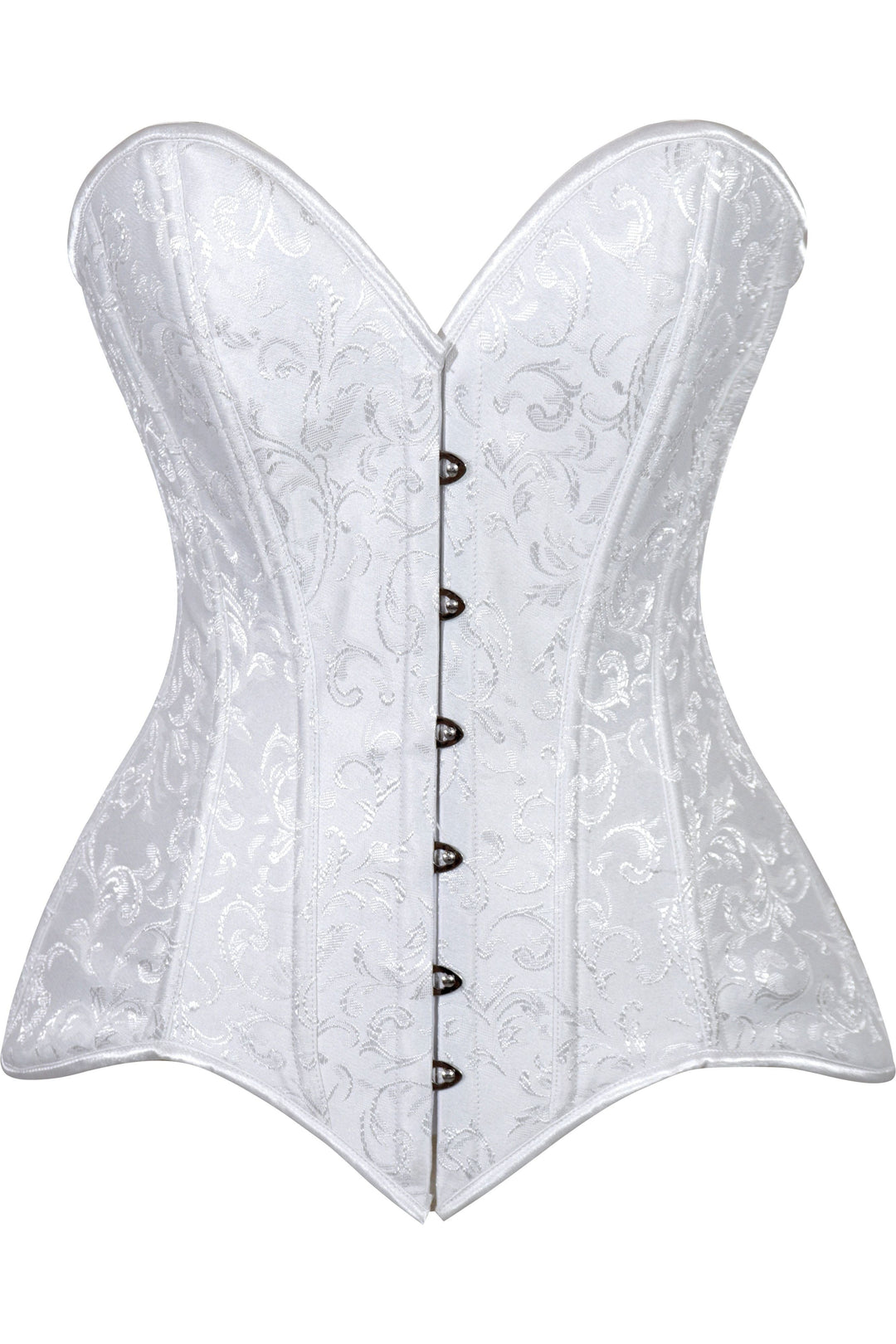 Daisy Corsets Lavish White Brocade Overbust Corset W/Busk Closure in White  from SexyShoes.com