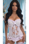Lavish White Lycra & Lace Hook & Eye Stretch Bustier Corset