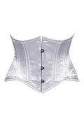 Lavish White Satin Mini Cincher Underbust Corset Waist Cincher Busk Closure