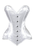 Lavish White Satin Overbust Corset Sweetheart Neckline Busk Closure