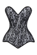 Lavish White/Black Lace Overbust Corset Sweetheart Neckline Busk Closure