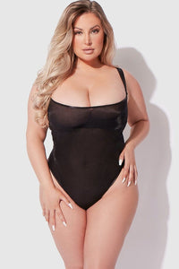 House of Desire Layered Bra w/ Mesh Bodysuit in Black 