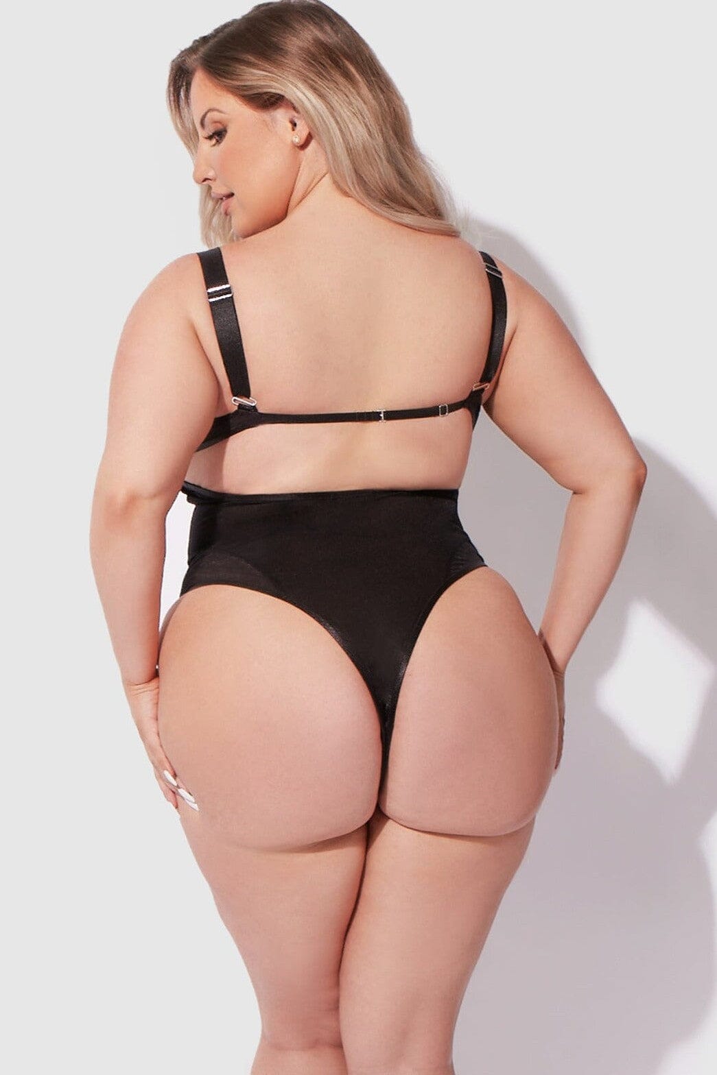House of Desire Layered Bra w/ Mesh Bodysuit in Black 