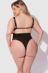 House of Desire Layered Bra w/ Mesh Bodysuit in Black 