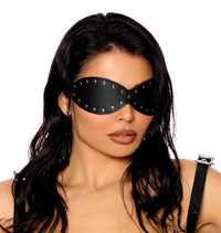 Elegant Moments Leather Blindfold with Studded Detailing in Black  from SexyShoes.com