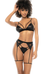 Mapale Leather Effect Fabric Three Piece Set in Black  from SexyShoes.com