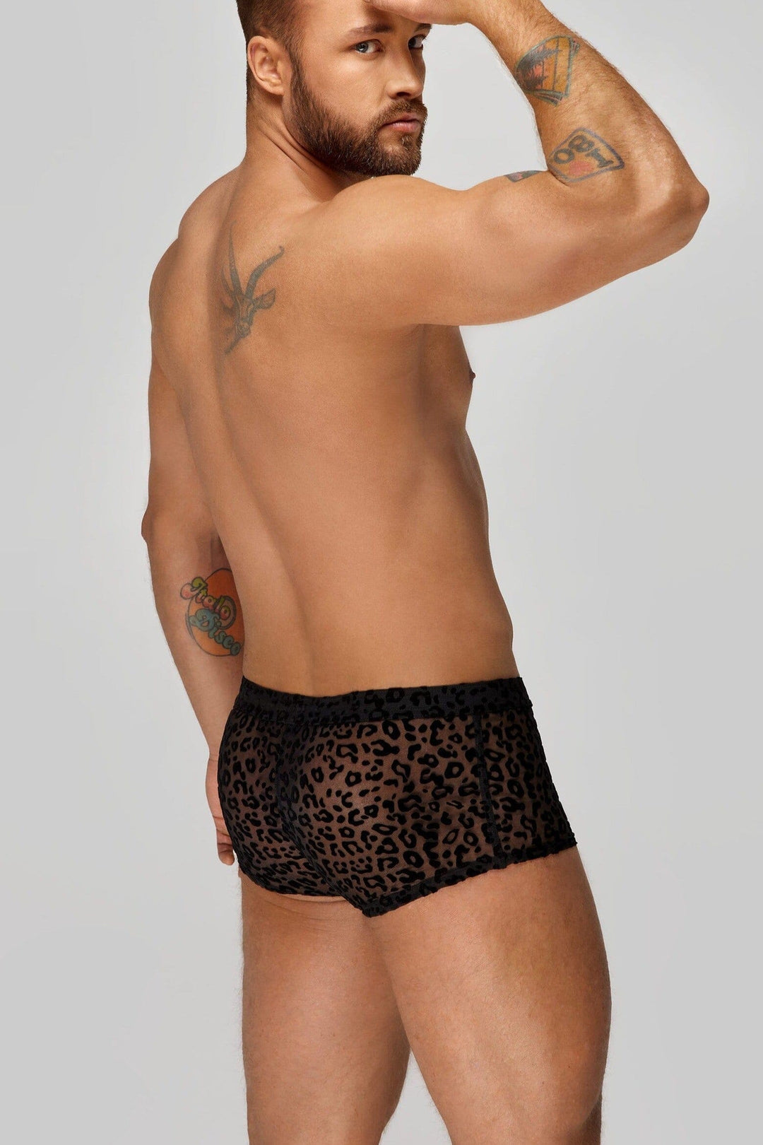 Noir Handmade Leopard Flock Short Shorts in Black 