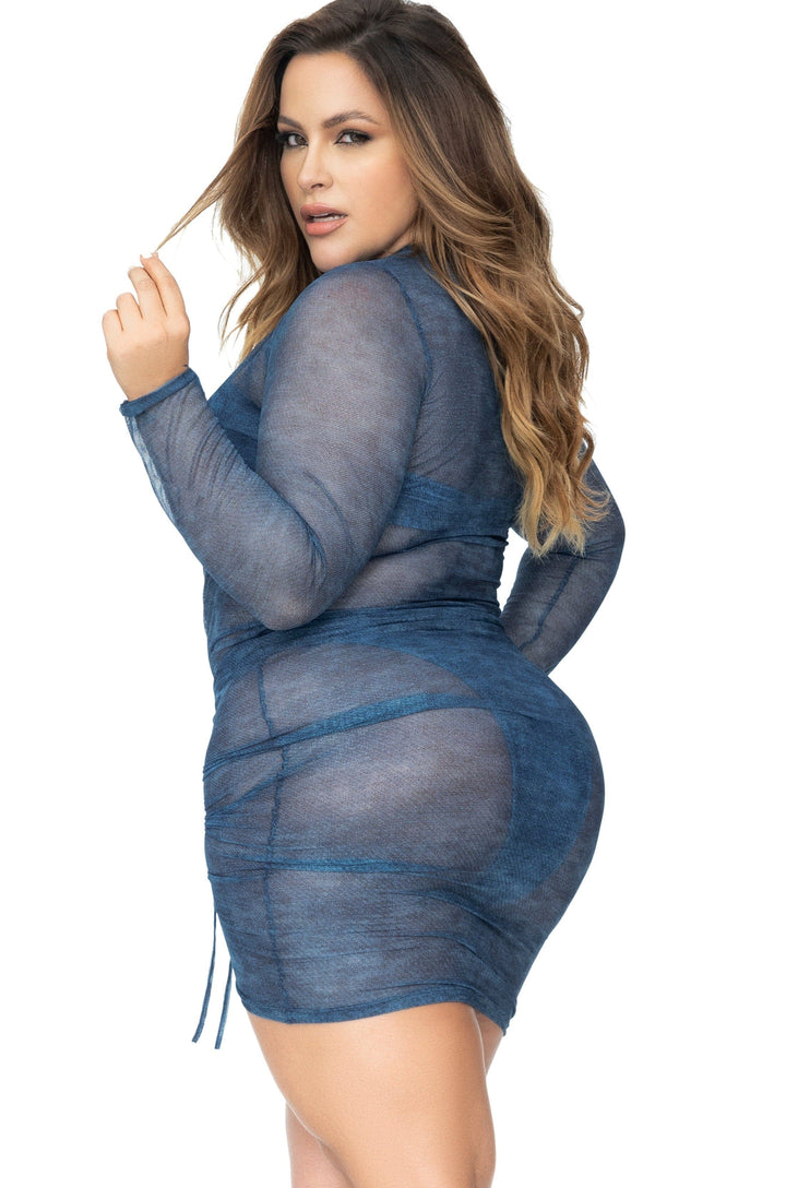 Long Sleeved Beach Dress with Drawstring Design