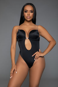 BeWicked Looking Curvy U Neckline Bodysuit Shaper in black  from SexyShoes.com