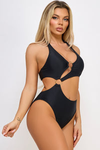 BeWicked Lorelei Cut Out One Piece Swimsuit in black  from SexyShoes.com