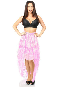 Daisy Corsets Lt Pink High Low Lace Skirt in Pink  from SexyShoes.com