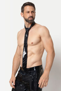 MAGNUS Stripped Vinyl Tie-Fetish Accessories-SEXYSHOES.COM
