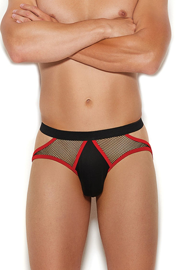 Elegant Moments MEN'S FISHNET SIDE CUT OUT DETAILED JOCK STRAP in Black  from SexyShoes.com