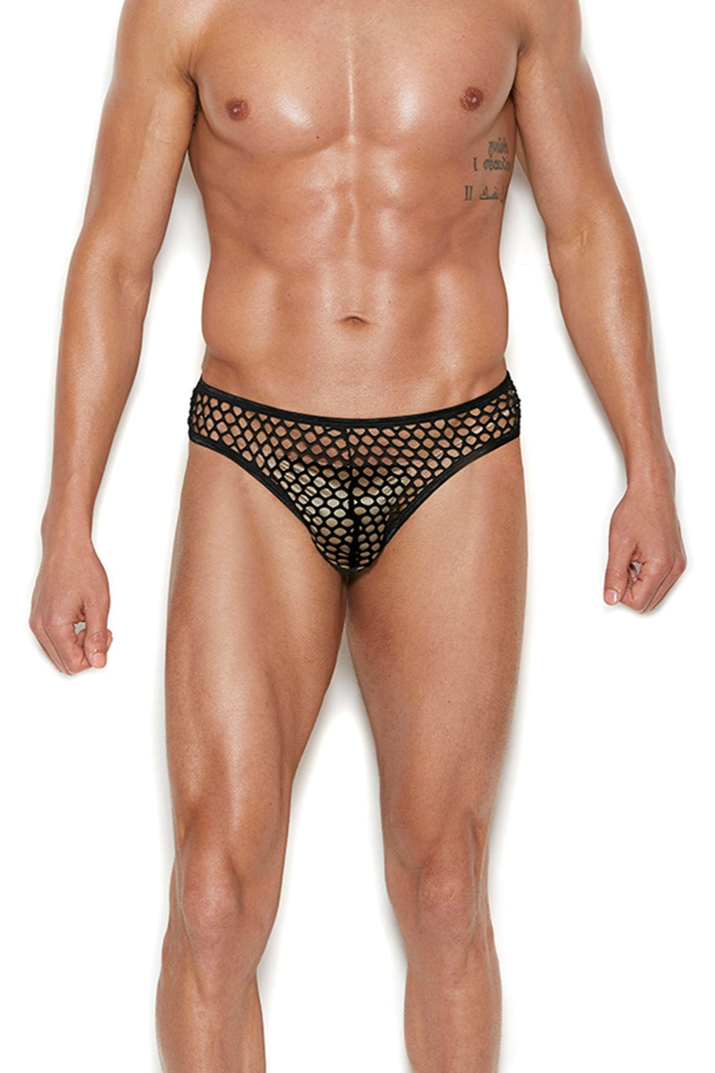 Elegant Moments MENS FISHNET THONG in Black  from SexyShoes.com