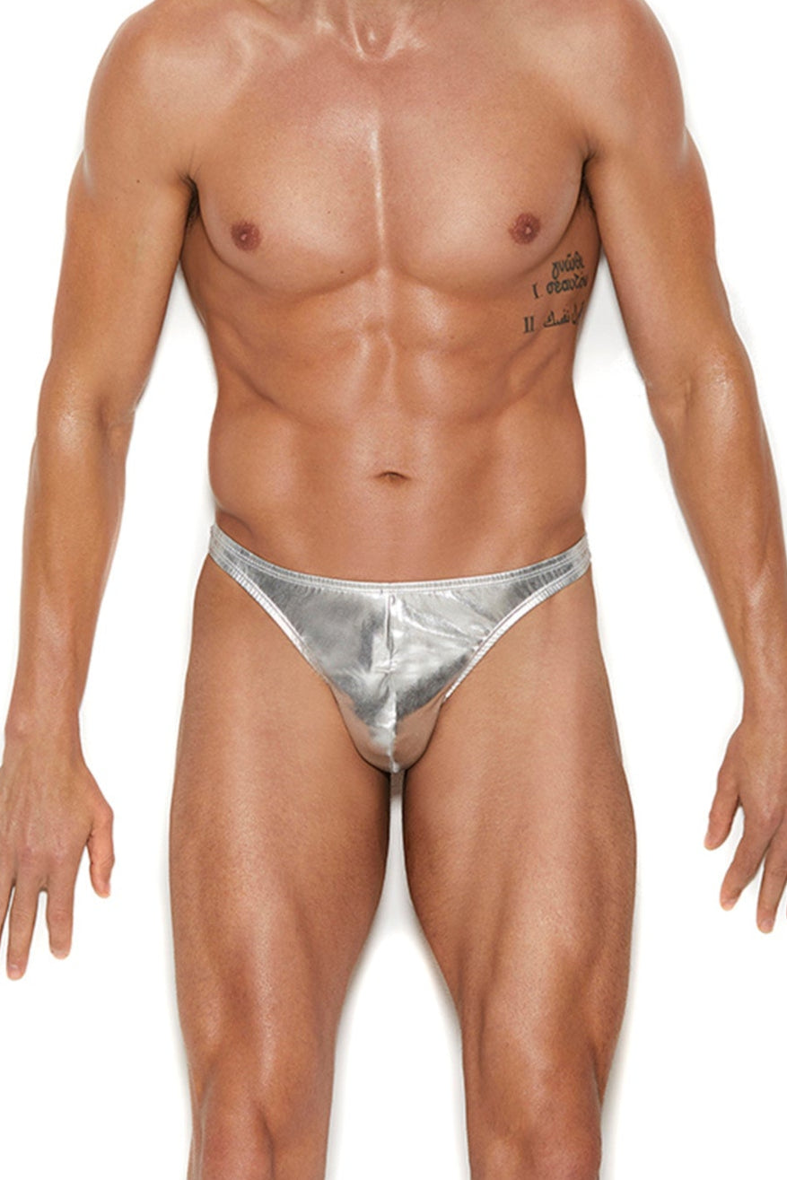 Elegant Moments MEN'S METALIC BOXER BRIEF in Silver  from SexyShoes.com